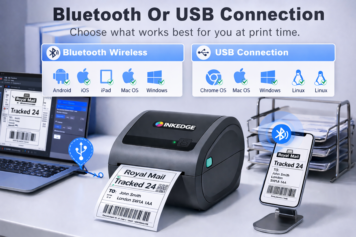 4x6 Thermal Label Printer Bluetooth Shipping Printer for iOS Android UK InkEdge
