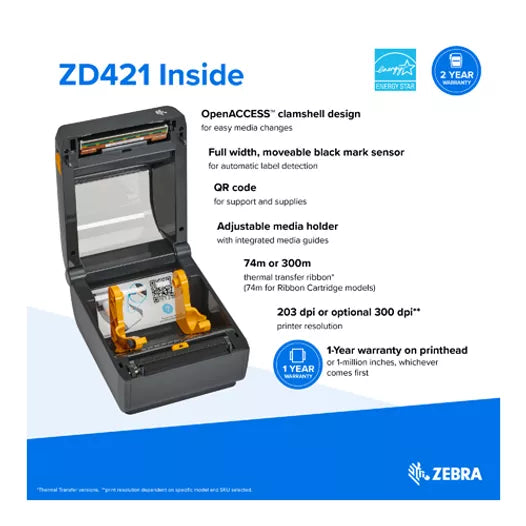 Zebra ZD421 Direct Thermal Desktop Label Printer